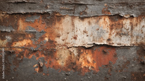 an old, weathered wall with peeling paint and rust stains, conveying a sense of decay and neglect