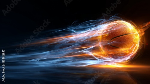 a dynamic motion effect with a basketball flying past