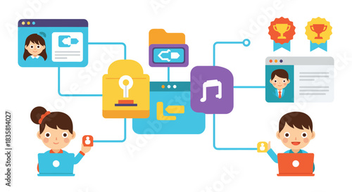 Dynamic network communication with modern design, showcasing teamwork and collaboration for vibrant business applications and creative project management success