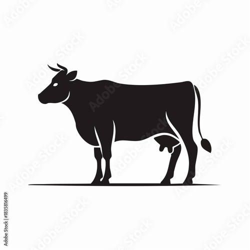 Elegant Silhouette of a Dairy Cow Standing Calmly on a Plain Background Graphic