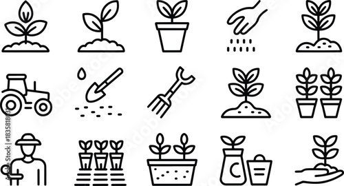 Agriculture and Farming Vector Icon Set