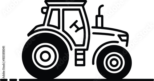 Agriculture tractor icon in black and white