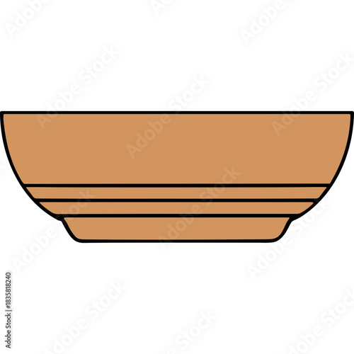 Simple Brown Bowl With Black Outlines And Layers On A Black Background Isolated Object