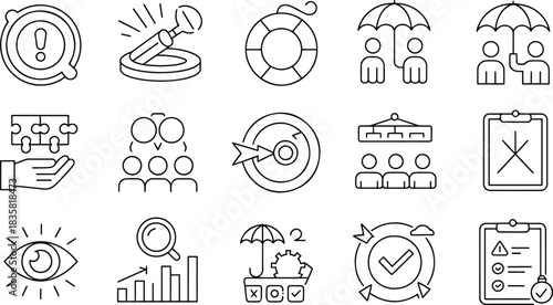 Business Strategy and Planning Line Icons Set