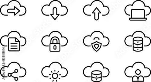 Cloud computing and data icons collection
