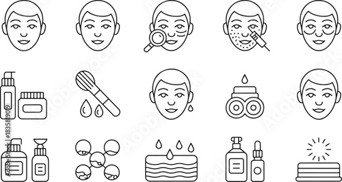 Collection of skincare and beauty icons