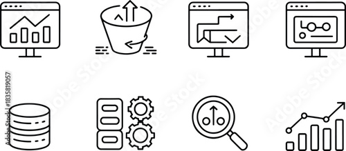 Data analysis icons for business intelligence and statistics