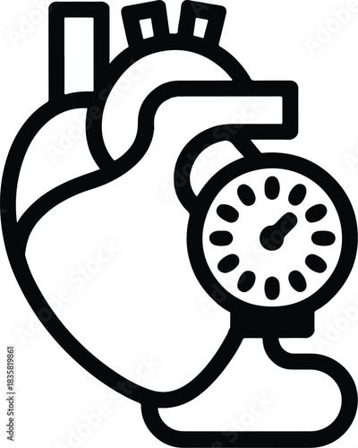 Heart Health Measurement Device Black and White Illustration