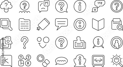 Information and communication icons set outline style