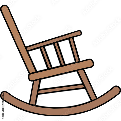 Simple Brown Wooden Rocking Chair Illustration Against Black Background with Curved Legs for Gentle Motion