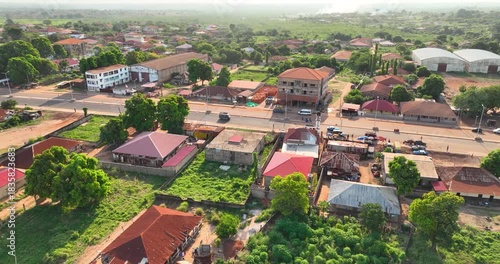 Calm Roads and Cozy Homes – African Town Drone View