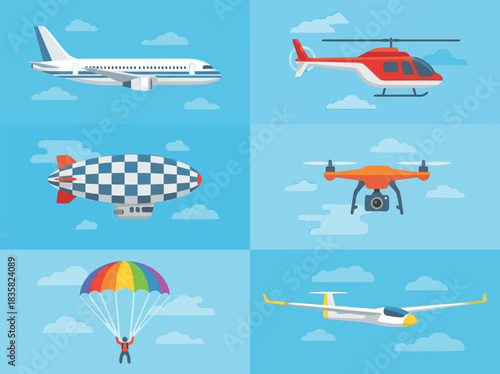 Diverse Air Transport Methods in the Sky.