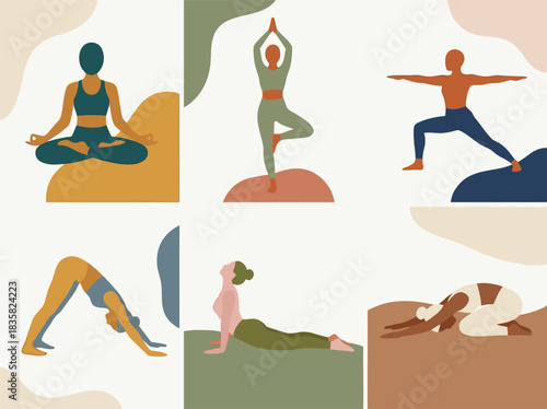 Diverse Yoga Poses for Wellness and Balance.
