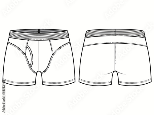 Mens Boxer Briefs Technical Fashion Illustration.