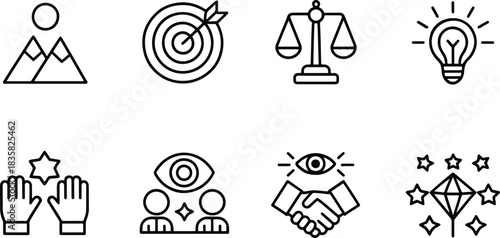 Business success and strategy icons design vector