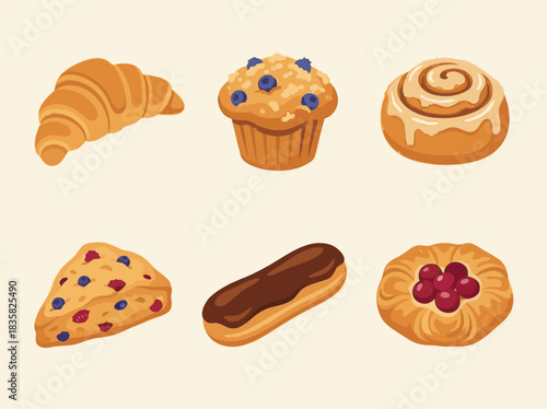 Assortment of Delicious Pastries and Baked Goods.