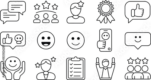 Customer feedback and review icons collection