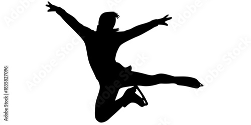 Figure Ice Skater Outdoor Rink Vector Silhouette