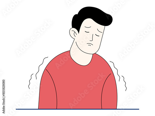 A man felt his body shaking. Healthy problems vector illustration. Flat illustration.