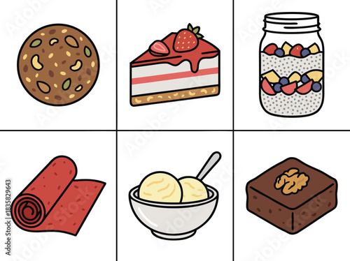 Assortment of Sweet Treats and a Red Roll.