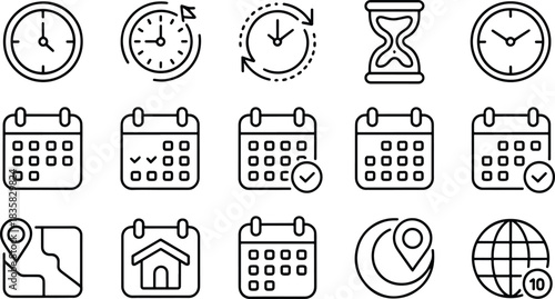 Calendar and time management icons vector illustration