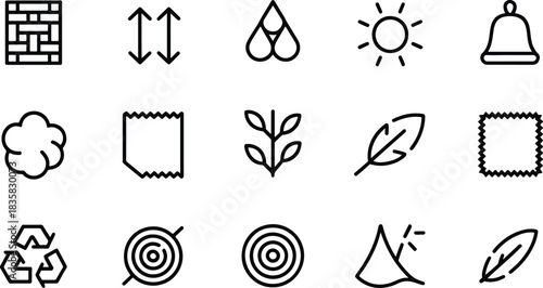 Collection of Black and White Line Icons Set