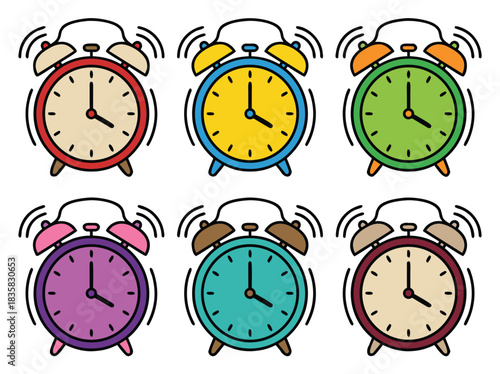 Colorful Alarm Clocks Collection for Time Management.