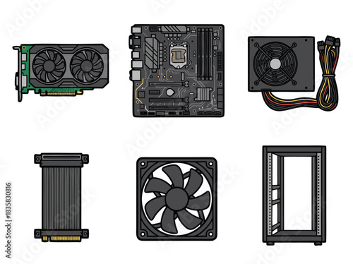 Computer Components for Building a PC System.