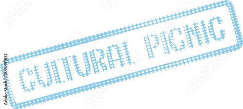 Cultural Picnic Blue Dotted Stamp for Community Events and Outdoor Festivities