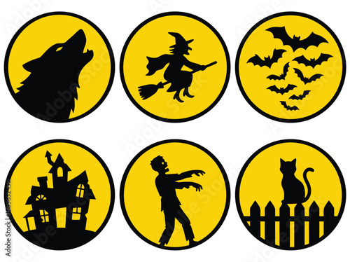Halloween Icons Set with Spooky Symbols.