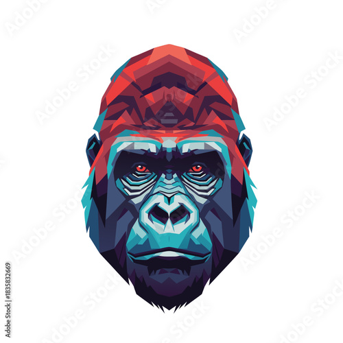 Geometric Gorilla Portrait Colorful, Modern Animal Illustration