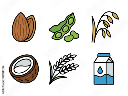 Plant-Based Milk Alternatives - Almond, Soy, Oat, Coconut, Rice.