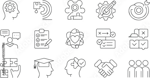 Business Concept Thin Line Icons Set Collection