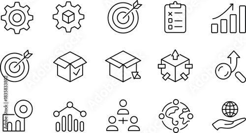Business Strategy and Development Vector Icons Set
