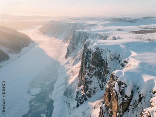 aerial view of a glacier in alaska, Generate AI