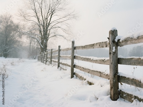 fence in winter, Generate AI