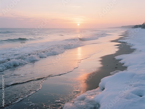 sunset on the beach, Generate AI