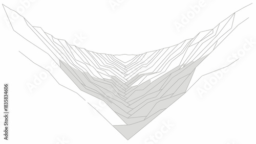 Abstract topographic map design great for presentations or backgrounds, evokes a sense of depth, cartography, and modern design elements in gray tones.