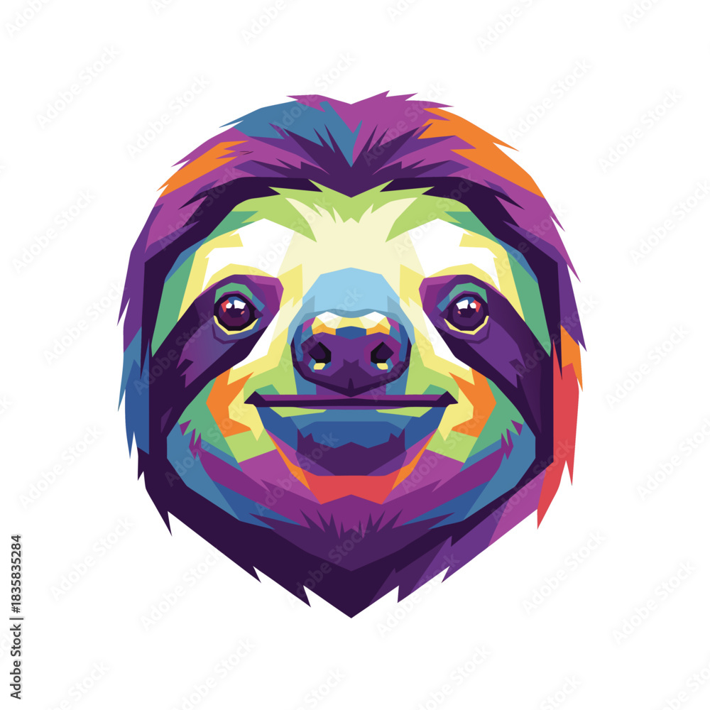 Fototapeta premium Vibrant Pop Art Portrait of a Sloth A Colorful Illustration for Design and Print