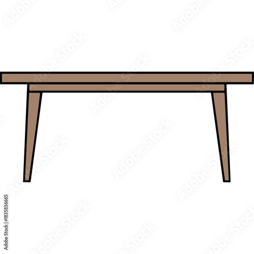 Simple Wooden Dining Table With Four Tapered Legs Isolated On Black Background Minimalist Furniture Design