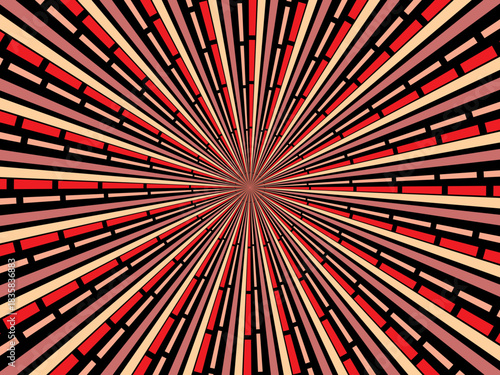 Swirling radial retro background. Vector illustration for swirl design. Spinning spiral vortex. Helical rotating beam. Unifying the psychedelic measurable line. Delightful sunshine.