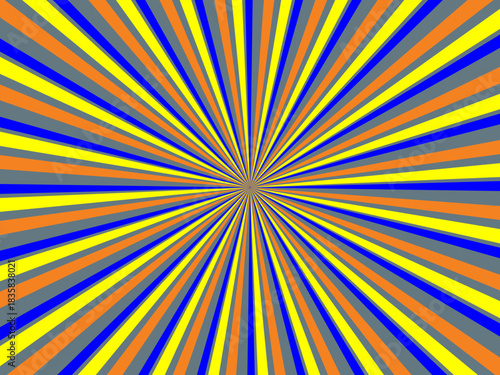 Swirling radial retro background. Vector illustration for swirl design. Spinning spiral vortex. Helical rotating beam. Unifying the psychedelic measurable line. Delightful sunshine.