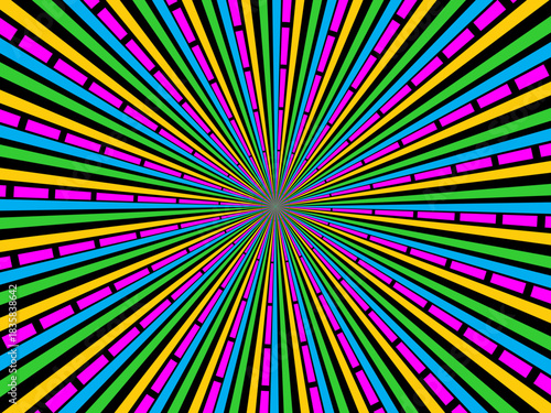 Swirling radial retro background. Vector illustration for swirl design. Spinning spiral vortex. Helical rotating beam. Unifying the psychedelic measurable line. Delightful sunshine.