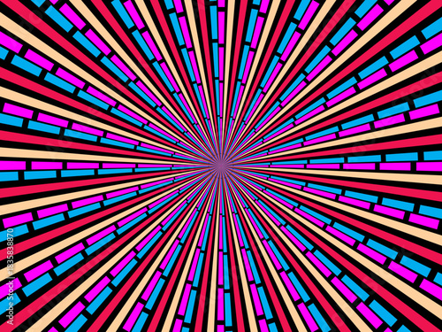Swirling radial retro background. Vector illustration for swirl design. Spinning spiral vortex. Helical rotating beam. Unifying the psychedelic measurable line. Delightful sunshine.