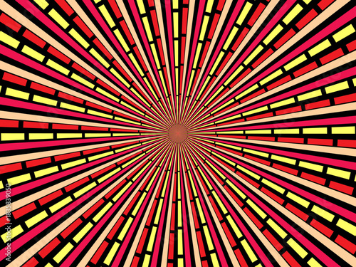 Swirling radial retro background. Vector illustration for swirl design. Spinning spiral vortex. Helical rotating beam. Unifying the psychedelic measurable line. Delightful sunshine.
