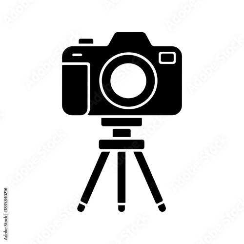 Digital Camera Icon on Tripod Representing Photography, Professional Equipment, and Visual Content Creation for User Interface and Design