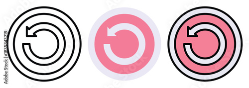 Reload Refresh Button Vector Icon Set in Outline, Colour And Flat Style