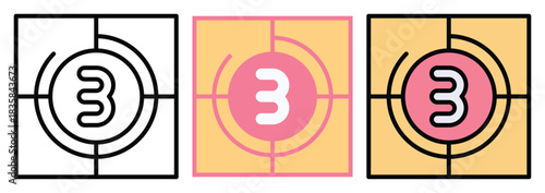 Countdown Timer Vector Icon Set in Outline, Colour And Flat Style