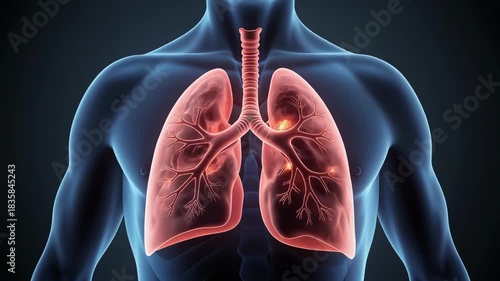 Human Lungs Anatomy Illustration - A Detailed Medical Visualization.