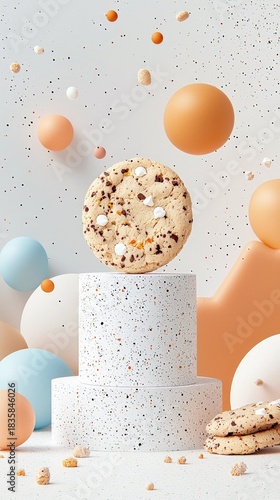 Cookie on Pedestal with Floating Spheres